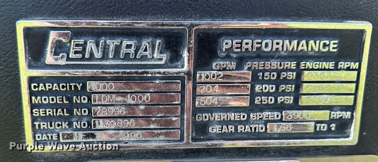 image for item DV2625 1996 GMC TopKick C5500 pumper fire truck