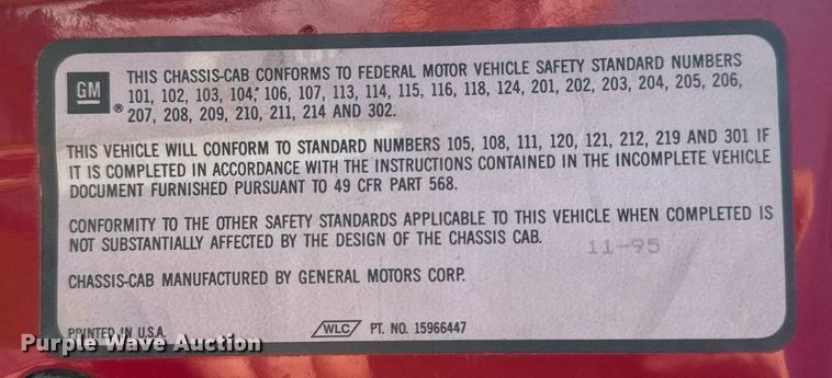 image for item DV2625 1996 GMC TopKick C5500 pumper fire truck