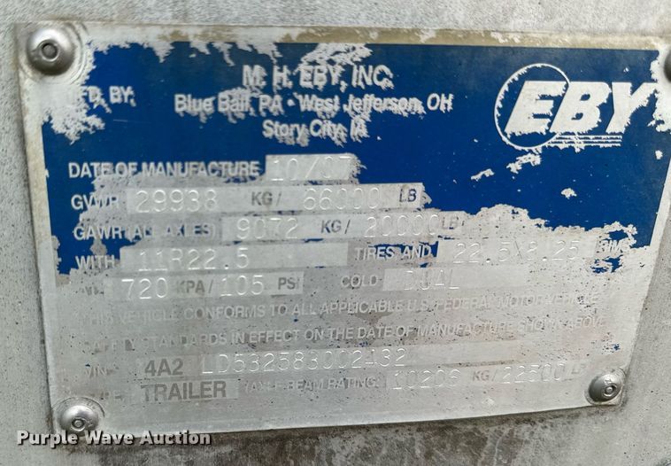 image for item DV2637 2008 EBY livestock trailer