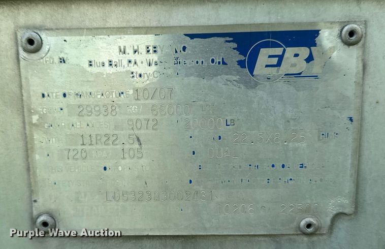 image for item DV2639 2008 EBY livestock trailer