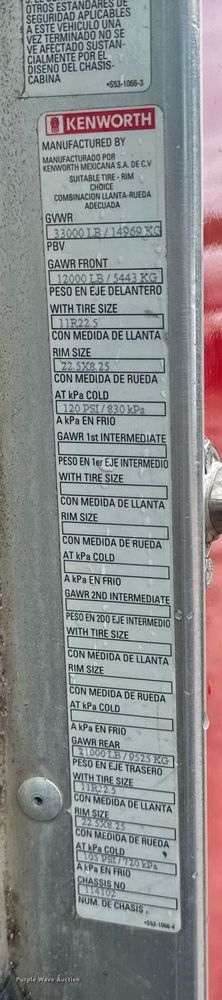 image for item DW1948 2016 Kenworth T370 truck cab and chassis