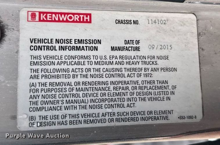 image for item DW1948 2016 Kenworth T370 truck cab and chassis