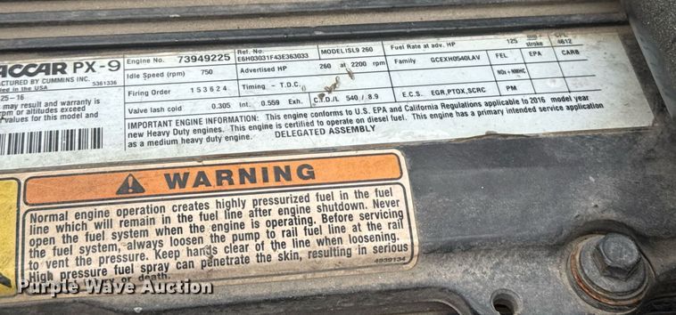 image for item DW1950 2017 Kenworth T370 truck cab and chassis