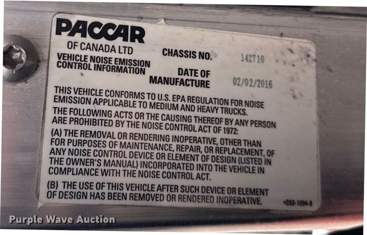 image for item DW1950 2017 Kenworth T370 truck cab and chassis