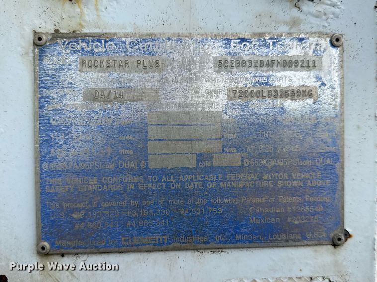 image for item DX8962 2015 Clement Rockstar Plus end dump trailer