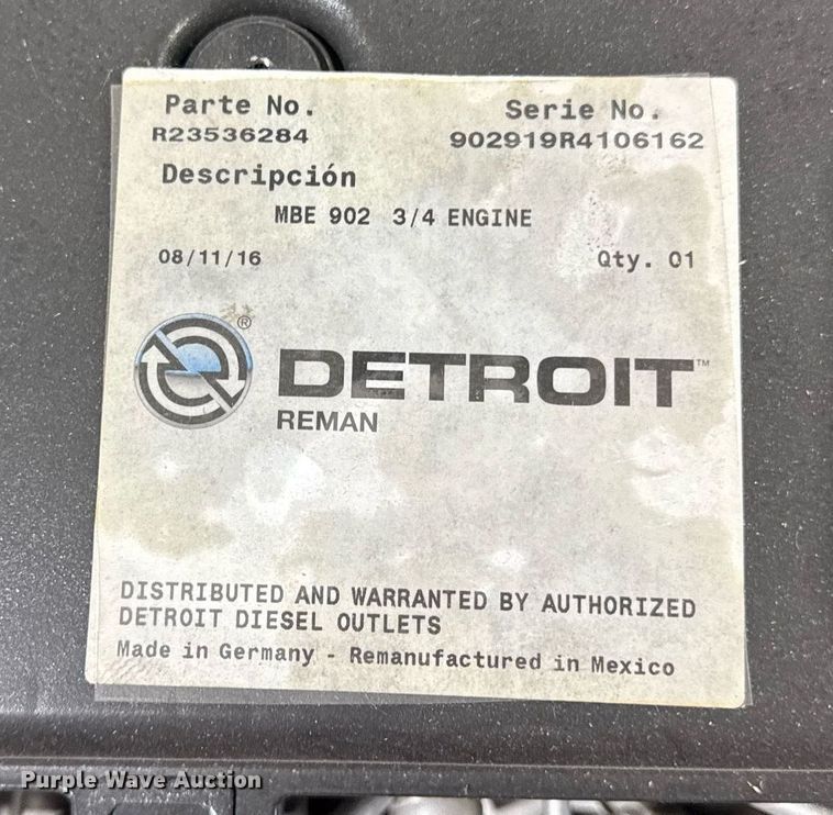 image for item DZ4131 Mercedes Benz MBE 902 engine