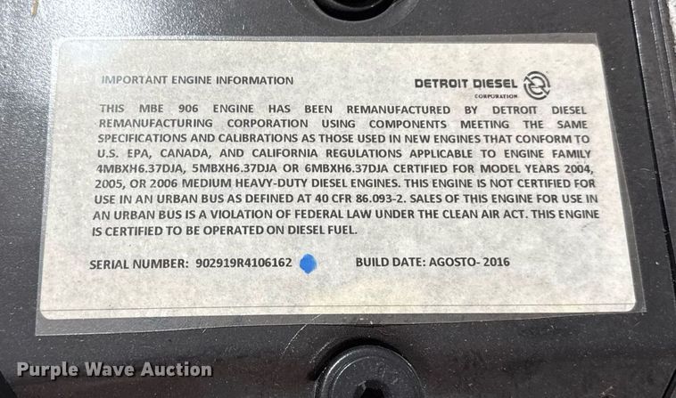 image for item DZ4131 Mercedes Benz MBE 902 engine