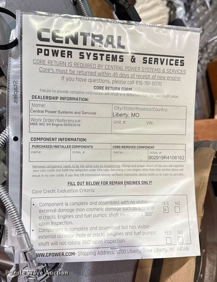 image for item DZ4131 Mercedes Benz MBE 902 engine