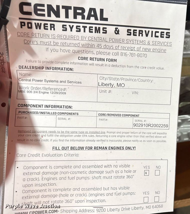 image for item DZ4133 Mercedes Benz  MBE 906 engine