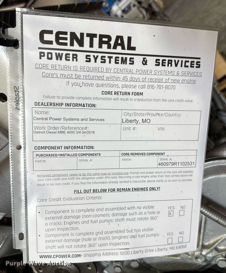 image for item DZ4135 Mercedes Benz  MBE 4000 engine