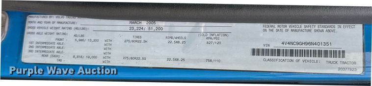 image for item EC3539 2006 Volvo VNL semi truck