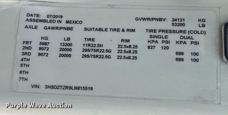 image for item EC3589 2020 International LT625 semi truck