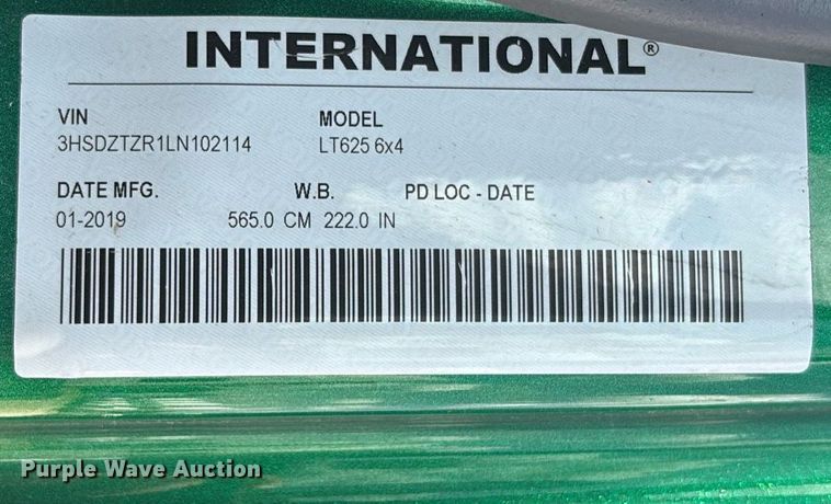 image for item EC3592 2020 International LT625 semi truck