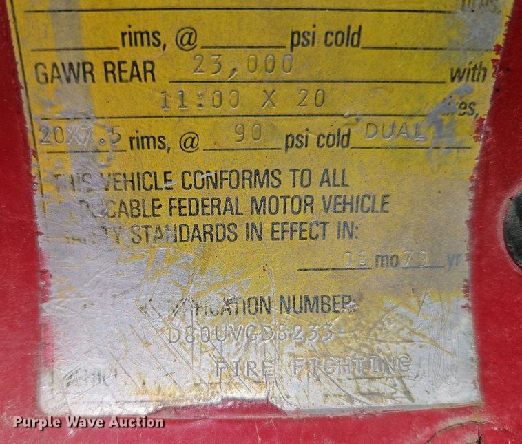 image for item EI8958 1980 Ford 8000 Custom Cab truck cab and chassis