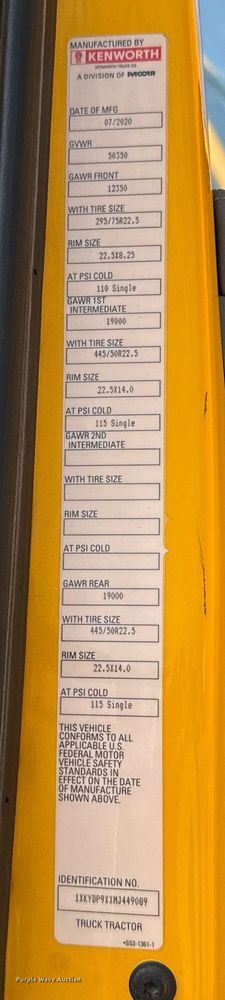 image for item EJ4567 2021 Kenworth T680 semi truck