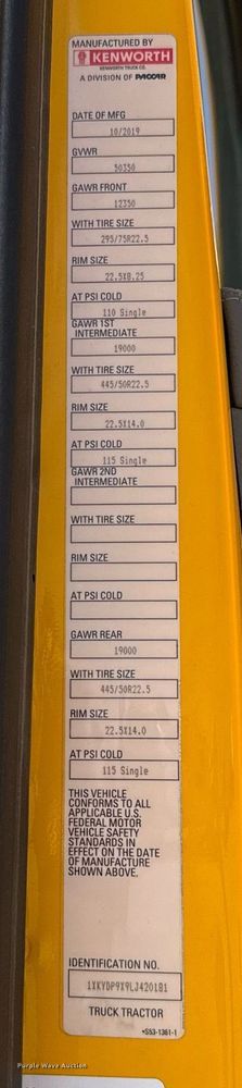 image for item EJ4568 2020 Kenworth T680 semi truck