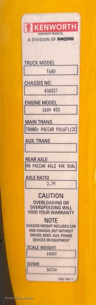 image for item EJ4571 2020 Kenworth T680 semi truck