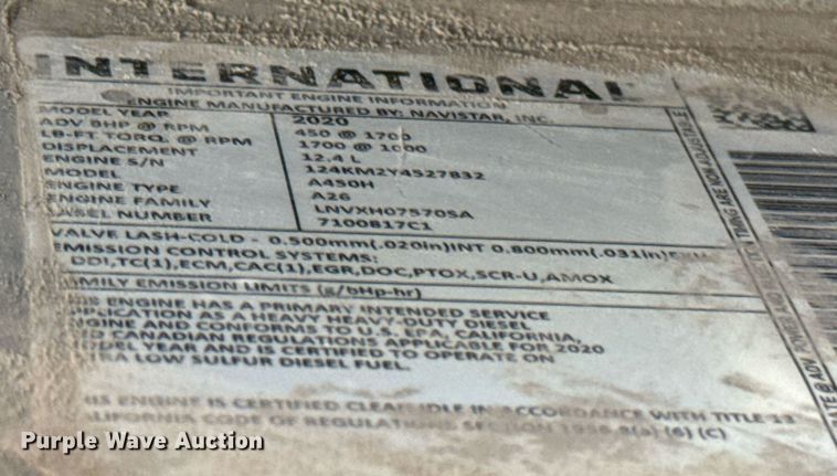 image for item EJ4573 2021 International LT625 semi truck