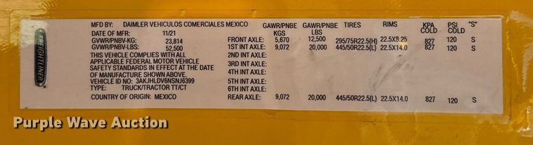 image for item EJ4574 2022 Freightliner Cascadia 126 semi truck