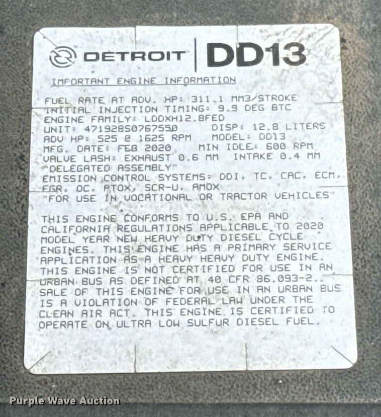 image for item EJ4582 2021 Freightliner Cascadia 126 semi truck