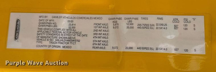 image for item EJ4582 2021 Freightliner Cascadia 126 semi truck