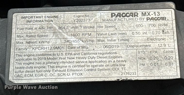 image for item EJ4584 2020 Kenworth T880 semi truck