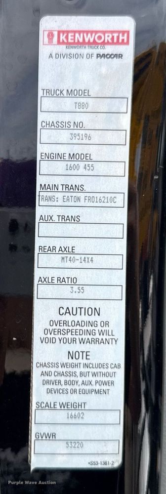 image for item EJ4584 2020 Kenworth T880 semi truck