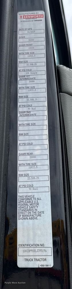 image for item EJ4584 2020 Kenworth T880 semi truck