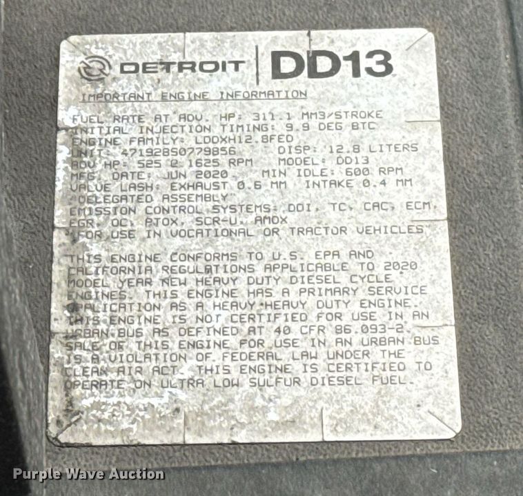 image for item EJ4591 2021 Freightliner Cascadia 126 semi truck