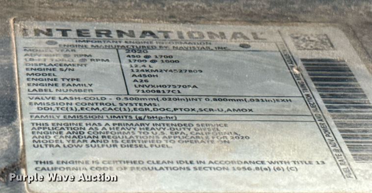 image for item EJ4592 2021 International LT625 semi truck