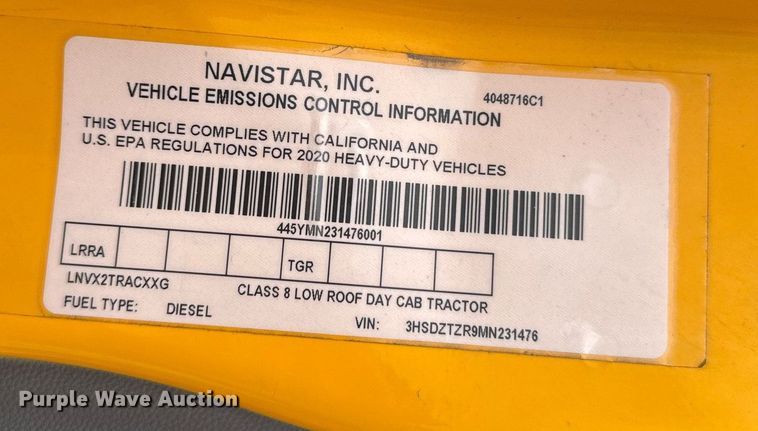 image for item EJ4592 2021 International LT625 semi truck