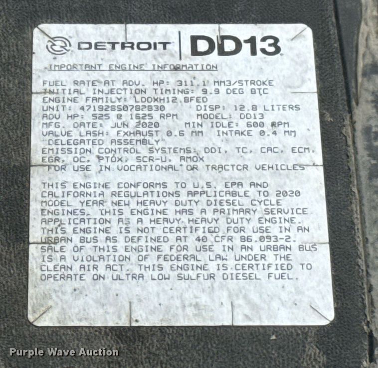 image for item EJ4593 2021 Freightliner Cascadia 126 semi truck