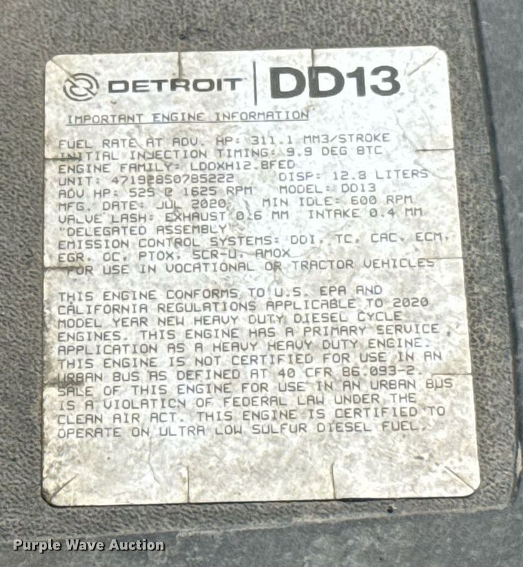 image for item EJ4594 2021 Freightliner Cascadia 126 semi truck