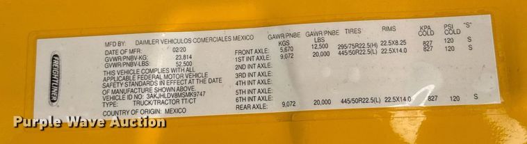 image for item EJ4596 2021 Freightliner Cascadia 126 semi truck