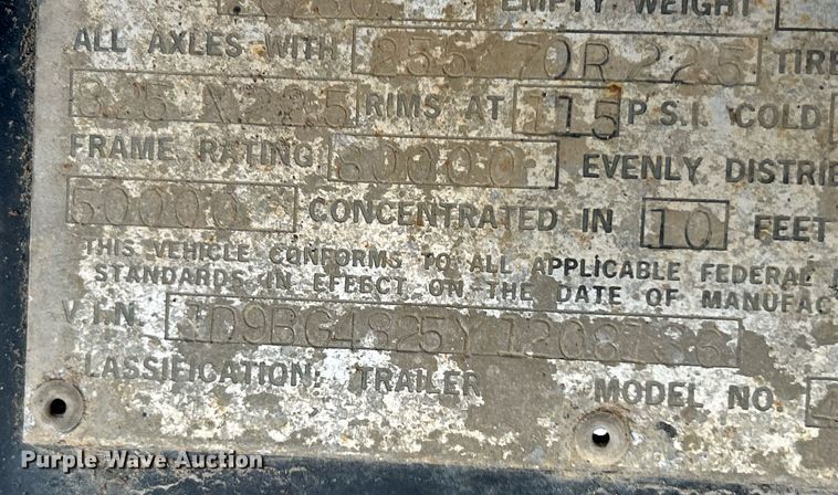 image for item EK8072 2000 Doonan 482DB14 drop deck trailer