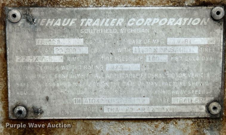 image for item EK8074 1981 Fruehauf tank trailer