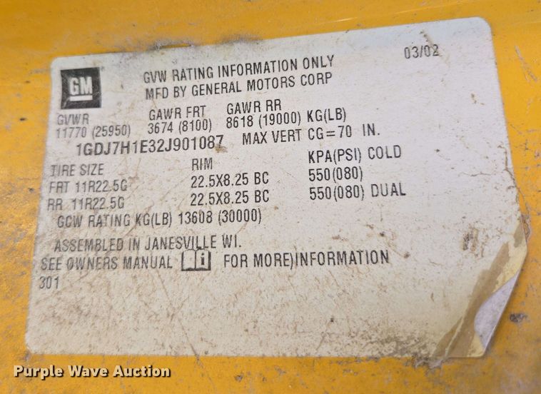 image for item EM7270 2002 GMC C6500 box truck