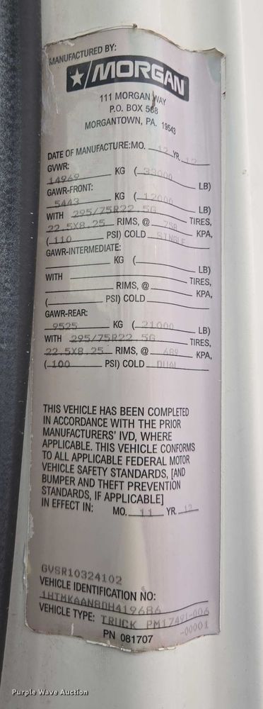 image for item EM7342 2013 International MA035 box truck