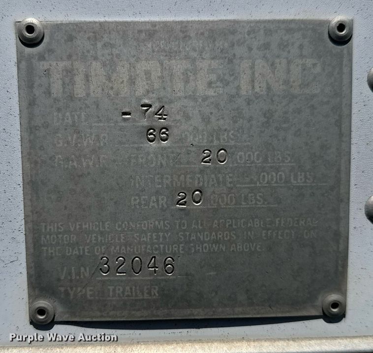 image for item EQ1433 1974 Timpte grain trailer