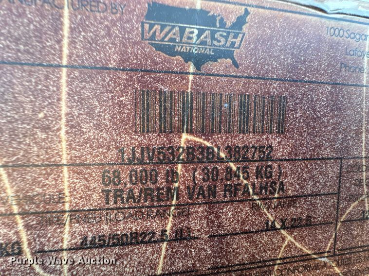 image for item EQ4736 2011 Wabash refrigerated van trailer