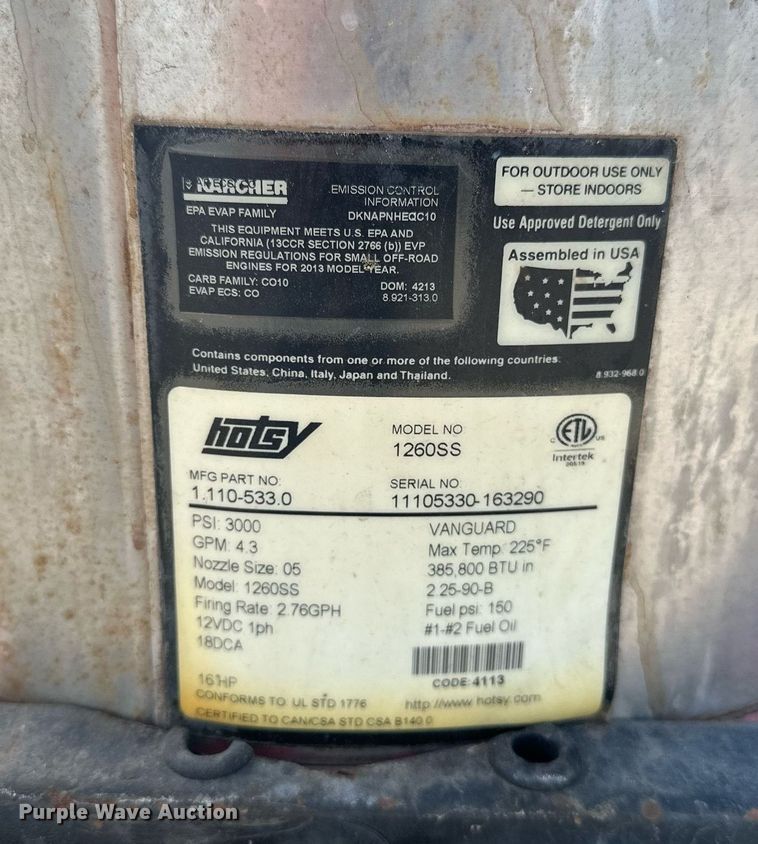 image for item DF8518 Hotsy 1260SS hot pressure washer