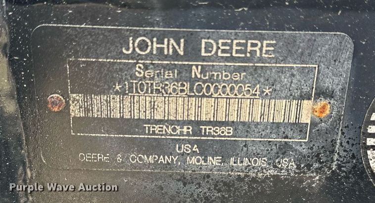 image for item DF8540 John Deere TR36B skid steer trencher