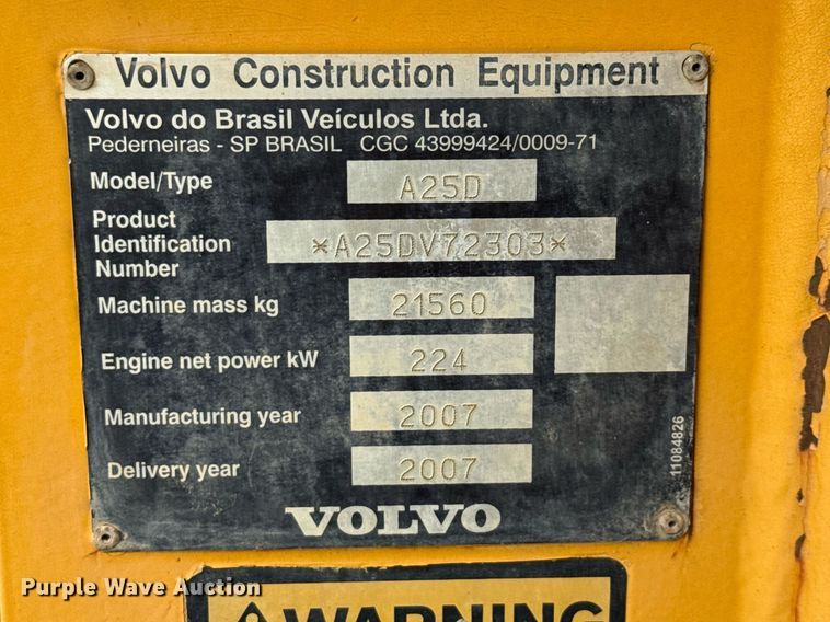 image for item DP6136 2007 Volvo A25D water wagon
