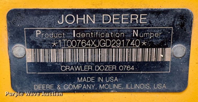 image for item DP6138 2016 John Deere 764 HSD dozer