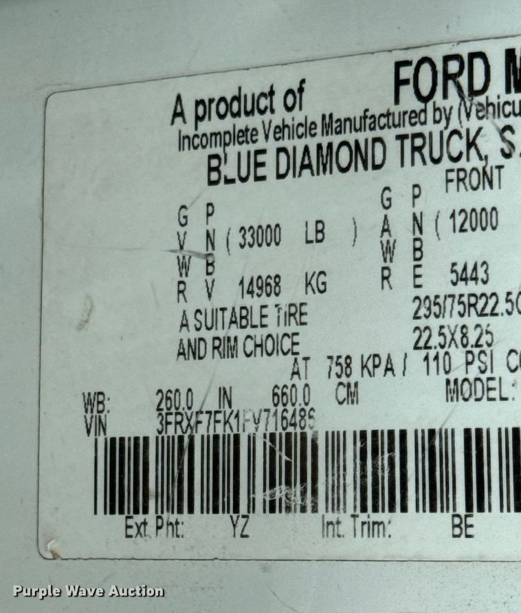 image for item DP6142 2015 Ford F750 Super Duty utility / service truck