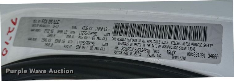 image for item DP6149 2018 Dodge Ram 2500 Crew Cab pickup truck