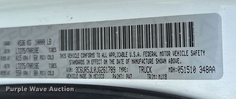 image for item DP6151 2018 Dodge Ram 2500 Crew Cab pickup truck