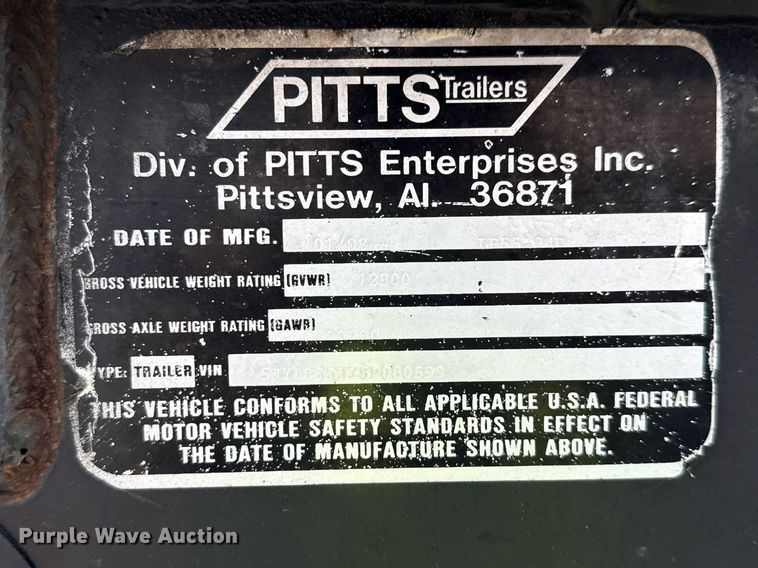 image for item DP6160 2008 Pitts lowboy equipment trailer