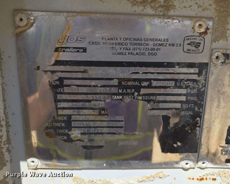 image for item DU7755 2019 Gallegos pneumatic dry bulk trailer