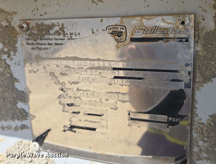 image for item DU7755 2019 Gallegos pneumatic dry bulk trailer